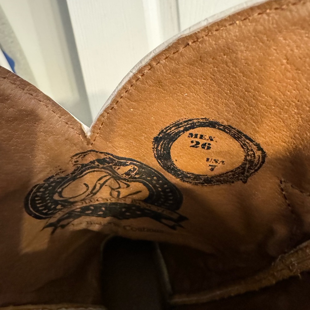NEW REVOLUCION COWBOY BOOTS Brown and Orange Heeled Boots, NO BOX, never worn - Picture 5 of 15
